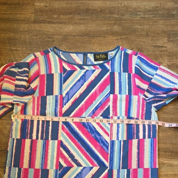 Bob Mackie Wearable Art In Pink and Blue Abstract 3/4 Sleeve Tunic Women's M - Picture 7 of 9